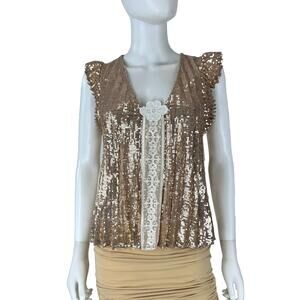 Flannel Sz 1 Nwt Rose Gold Sequin Top 4 #236031F87B